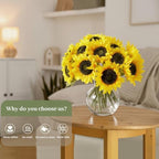 realistic silk sunflowers artificial flowers,12.6''fake sunflowers with adjustable, close-up detail