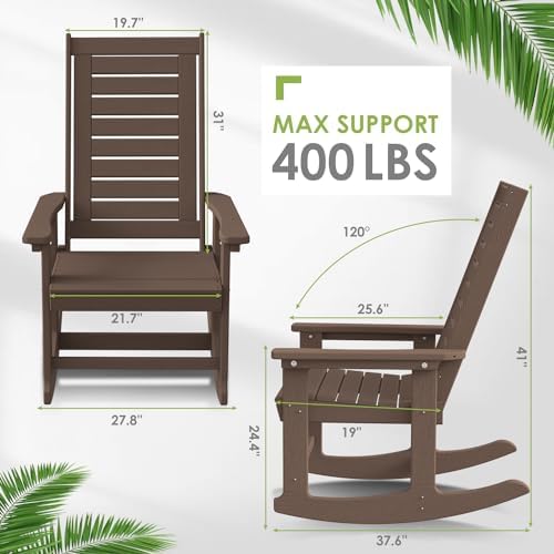 greenvines outdoor rocking chairs set of 2, hdpe, close-up detail