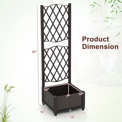 giantex raised garden bed w/trellis, garden planter for, side view