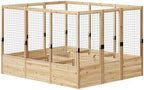 amerlife u-shape raised garden bed,7 grids wooden planter, front angle view