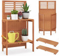 giantex folding potting bench, 2-tier gardening workstation w/storage, main product view