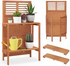 giantex folding potting bench, 2-tier gardening workstation w/storage, main product view