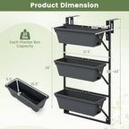 giantex 3-tier vertical railing planter, adjustable hanging planter, side view