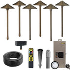 VOLT 12V Max Spread Color-Changing RGBCW LED Path Light Kit (Bronze) | 6-Pack of Solid Brass Path Lights, 150W Low Voltage Transformer & Remote Control Included, Ideal for Pathway Walkway & Garden