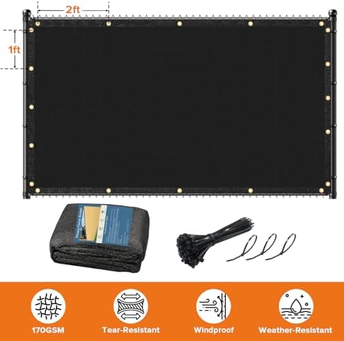 4ftx50ft fence privacy screen heavy duty 170 gsm showing dimensions