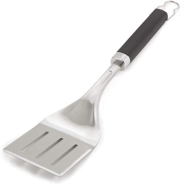 Weber Premium Turner (46cm), Made of Stainless Steel, with Anti-Slip Comfort Grip, Angled Neck, Dishwasher Safe - Black/Silver (6761)