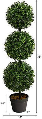 nearly natural 36 in artificial triple ball boxwood showing dimensions