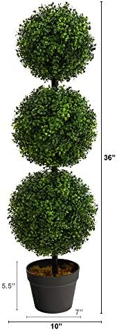 nearly natural 36 in artificial triple ball boxwood showing dimensions