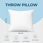 utopia bedding throw pillows (set of 4, white), side view