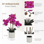 faux orchid plant 23" tall, realistic touch leaves shown in use