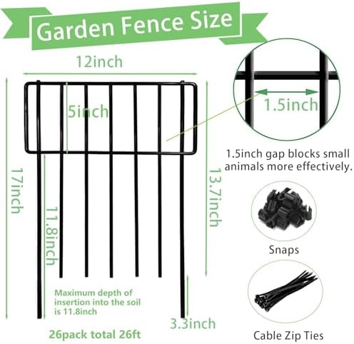 thrivinest animal barrier fence, 26 pack no dig shown in use