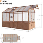 modern shade everbloom 6.5'x12' wooden greenhouse, 8' extra-tall, close-up detail