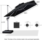 purple leaf cantilever outdoor umbrella 9' x 9', front angle view