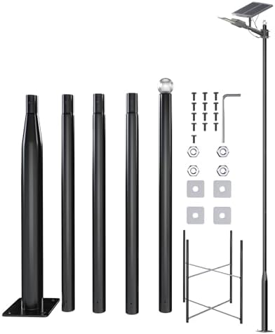 JAYNLT 16.5 Ft Heavy Duty Metal Street Light Pole, Outdoor Lamp Post | Adjustable street light pole,suitable for solar street lights, sturdy pole for parking lots and farm,light not included