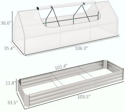 outsunny 8.6 x 3 x 1ft metal planter on a desk or shelf