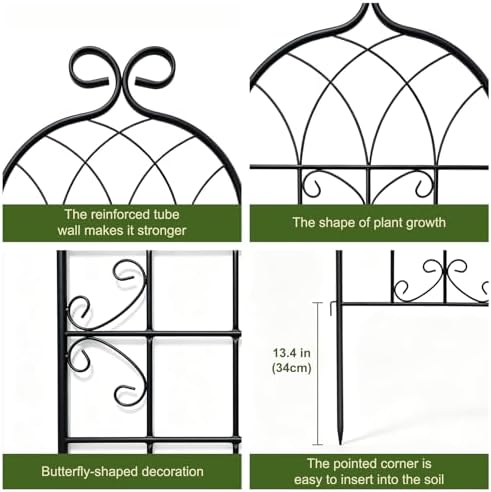 2.2m（86.7" h x 19.7" w） black iron garden shown in use