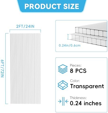 greenhouse panel, 6'ft x 2'ft x 0.24"in twin-wall shown in use
