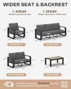 oversized aluminum outdoor furniture set, extra large patio, front angle view