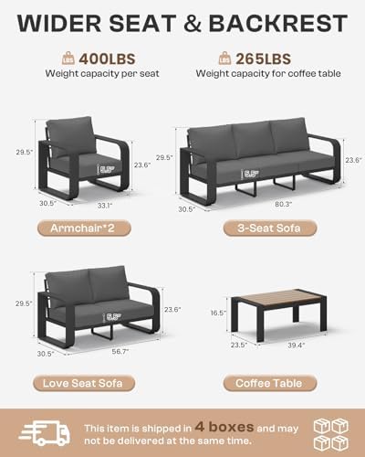 oversized aluminum outdoor furniture set, extra large patio, front angle view