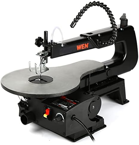 wen variable speed scroll saw, 16-inch with work showing dimensions