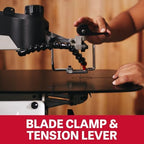 jet 18-inch variable-speed scroll saw, 120v 1ph (jwss-18b) shown in use