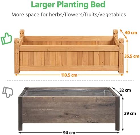 yaheetech 43.5" wooden raised garden bed rectangular planter on a desk or shelf