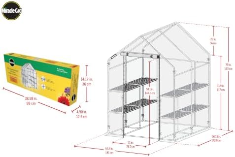 miracle-gro walk-in greenhouse, removable shelves, clear, 4'8" square, close-up detail