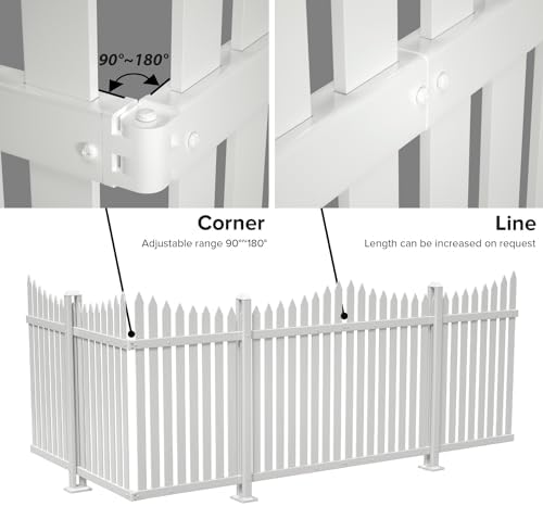 1 set vinyl picket fence panels white 84''wx36''h showing dimensions