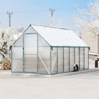 8'x14' aluminum-framed polycarbonate greenhouse, heavy duty polycarbonate greenhouse, front angle view