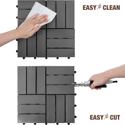 acacia interlocking deck tiles, 12in, 9pcs outdoor flooring on a desk or shelf