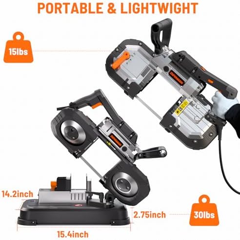 dovaman portable band saw, 10a deep cut metal, package contents