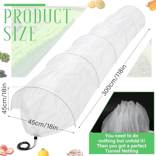 18 x 118 inch mesh garden greenhouse tunnel shown in use