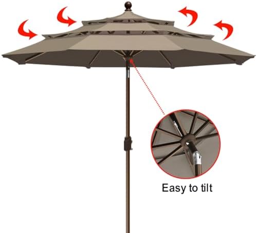 eliteshade usa 10-year-non-fading 9ft 3-tier market patio umbrella on a desk or shelf