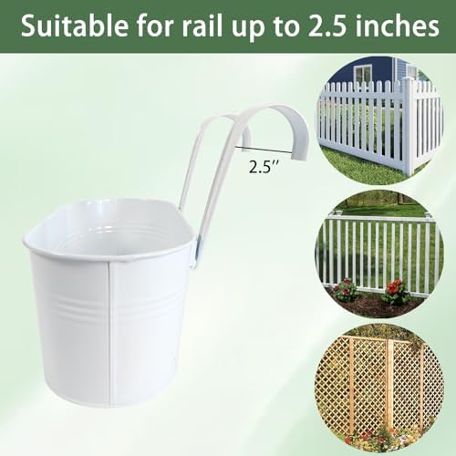 12" metal balcony fence railing planters for outdoor showing dimensions