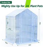56x55x74 inch greenhouse for outdoors,3 tier 8 shelves shown in use