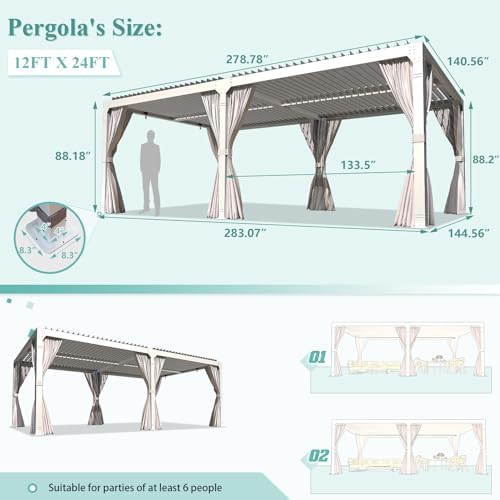 yoleny louvered pergola 12x24, all aluminum pergola with, close-up detail