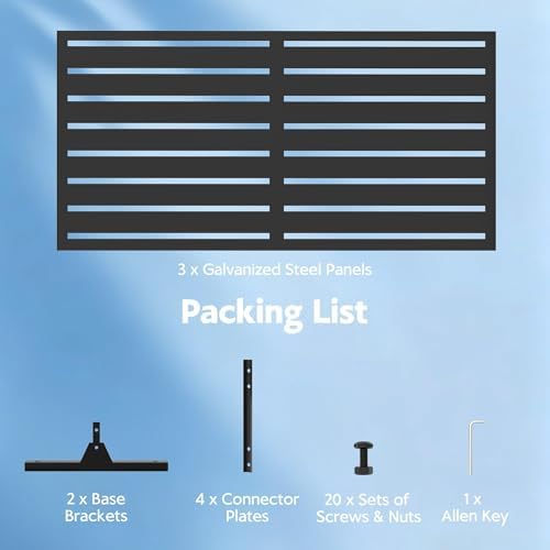 garvee outdoor metal privacy screen, 72*47" decorative garden showing dimensions