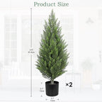 briful 3ft artificial cedar topiary trees set of, close-up detail