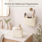 coeusy set of 2 wicker wall basket, paper, front angle view
