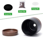 D'vine Dev 4.7 Inch Ceramic Planter Pot, Black/Tan, 94-O-B-7 | Modern Cylinder Design, Drainage Hole & Saucer Included, Stable Structure, Elegant Home Accent