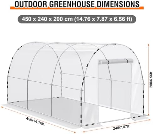 walk-in tunnel greenhouse for outdoors 14.8 x 7.9 shown in use