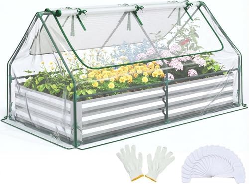 quictent 6x3x1ft galvanized raised garden bed with cover, main product view