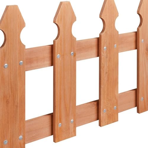 topeakmart 177.5in picket fence for garden, wooden fence, front angle view