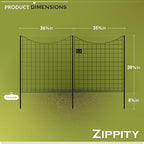 zippity 39in h black metal fence w/ gate, package contents
