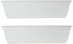 The HC Companies 30 Inch Eclipse Window Planter Box with Drainage Holes & Attached Saucer, Lightweight UV-Resistant Plastic Indoor & Outdoor Planters, 2-Pack Flower Box for Garden & Home Decor, White