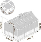 bluewish 8x12 ft greenhouse for outdoors, wood green shown in use