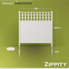 zippity keswick privacy screen and fence, white vinyl showing dimensions