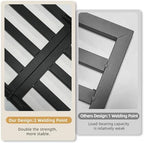 plant stand, foldable metal shelf, indoor outdoor,black showing dimensions