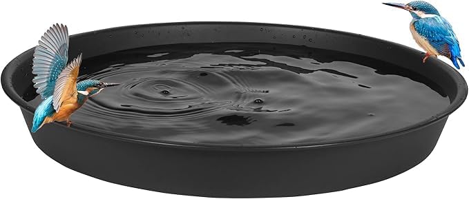 2 Pack Bird Bath Bowl 14", 1.6" Depth, 13 14 15 16 17 20 24 inch Plastic Birdbath Bowls Only, Birdbaths Dish for Outdoor Garden, Extra Large Plant Saucer (14", Brown)