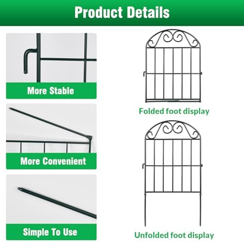 adavin 24in collapsible garden fence border, 20 panels, close-up detail